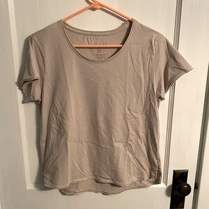 Cream raw hem T-shirt